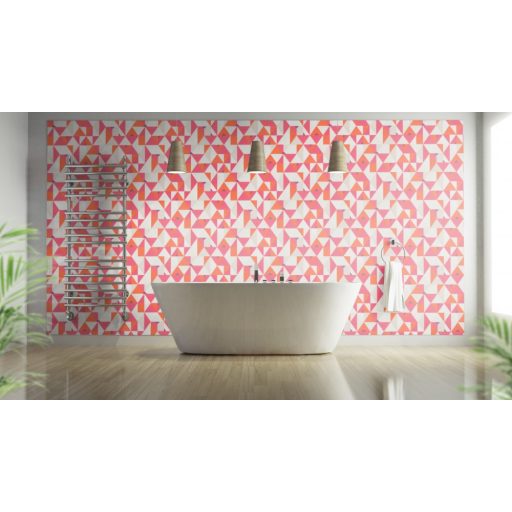Erismann Novara 10119-04 Geometrikus grafikus háromszögek - rombuszok fehér rózsaszín pink narancs tapéta