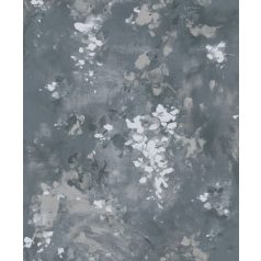   Akvarell hatású lenyűgöző botanikai minta - virágfürtök kortárs eleganciával acélkék antracit halványszürke rózsaszín és fehér tónus tapéta