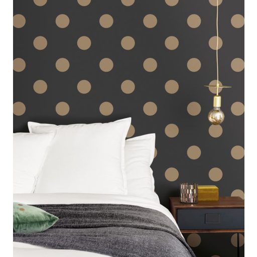 Caselio Moonlight 101212092 Grafikus játékos pöttyös minta fekete arany tapéta