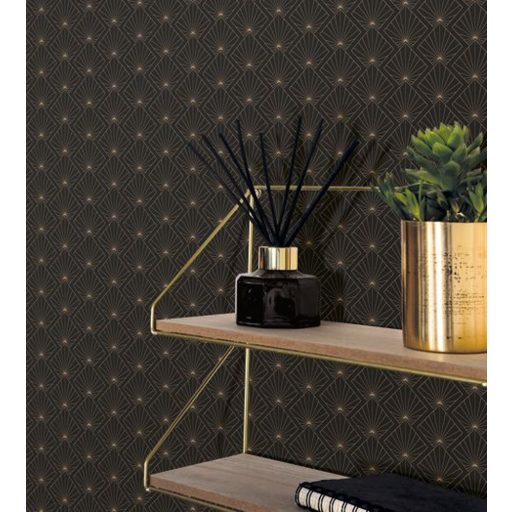 Caselio Moonlight 101232099 Stílusos geometriai motívum fekete arany tapéta