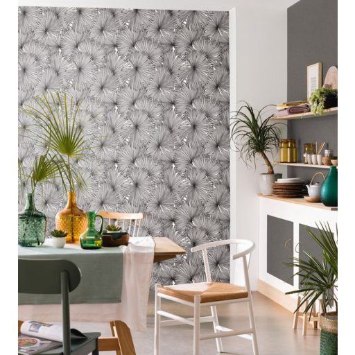 Moonlight 101249000 Natur trópusi kókuszpálma levélzete fehér fekete tapéta