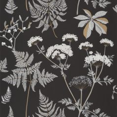  Natur mezei növények virágok szürke fehér fekete arany tapéta