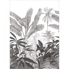  Natur trópusi festői szépségű indiai dzsungel elefánttal fehér szürke fekete falpanel