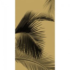 Natur trópusi egzotikus felnagyított fotorealisztikus pálmalevél csillogó arany fekete falpanel