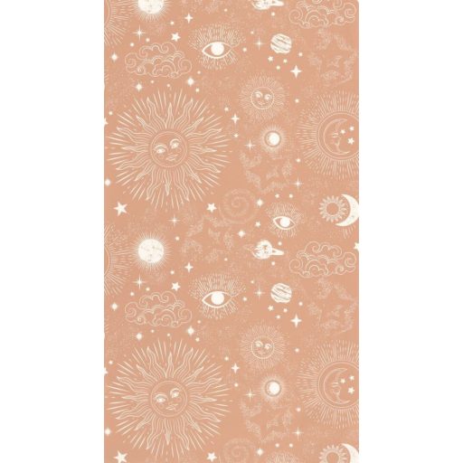 Caselio Young and Free 103244040 AsztroTrend Világűr szimbolikus minta kelta nap hold csillagok szemek nyers barna krém tapéta
