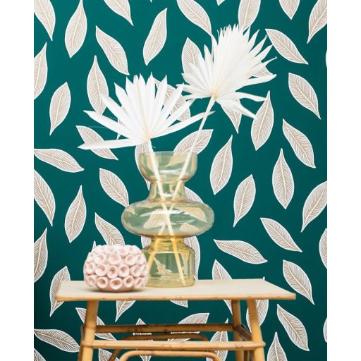 GABON Natur lágyan hulló falevelek zöldeskék fehér barna csillogó fémes fény tapéta