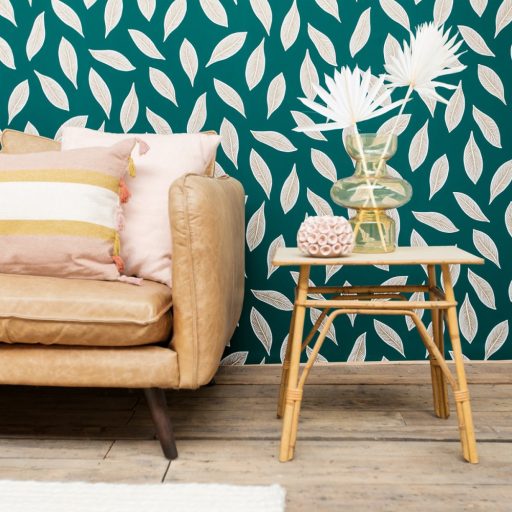 GABON Natur lágyan hulló falevelek telt zöld fehér barna csillogó fémes fény tapéta