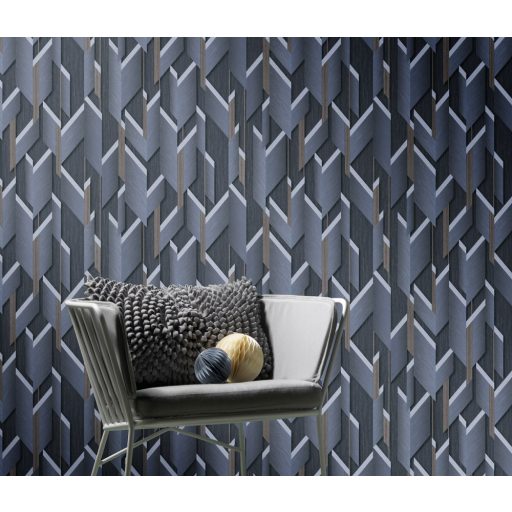 Erismann Fashion for Walls 2 by GMK 10145-08 Design Ipari formatervezés 3D szálcsiszolt nemes fényű felület acélkék szürke barna tapéta