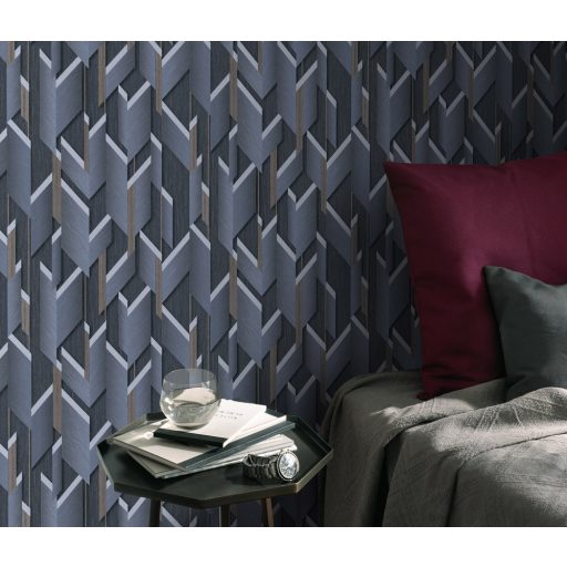 Erismann Fashion for Walls 2 by GMK 10145-08 Design Ipari formatervezés 3D szálcsiszolt nemes fényű felület acélkék szürke barna tapéta
