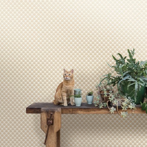  Natur retro trópusi madár stilizált tollazata krémfehér barna fémes csillogó fény tapéta