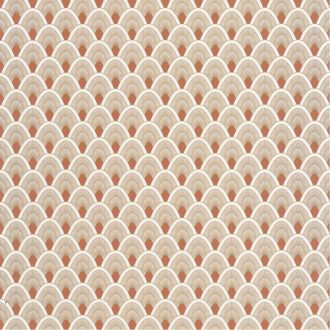  trópusi madár stilizált tollazata krémfehér sötét rózsaszín/narancs barna fémes csillogó fény tapét