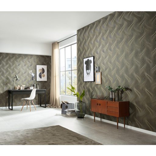 Erismann Fashion for Walls 2 by GMK 10146-15 Design Örvénylő hullámminta 3D bézsarany szürke antracit ezüst fémes csillogó hatás tapéta