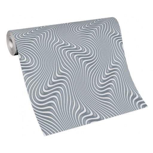 Erismann Fashion for Walls 2 by GMK 10146-29 Design Örvénylő hullámminta 3D bézsarany ezüst fehérezüst fémes csillogó hatás tapéta