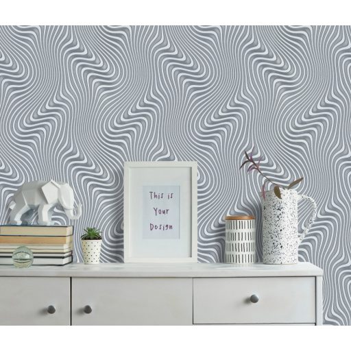 Erismann Fashion for Walls 2 by GMK 10146-29 Design Örvénylő hullámminta 3D bézsarany ezüst fehérezüst fémes csillogó hatás tapéta