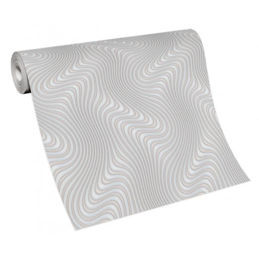 Erismann Fashion for Walls 2 by GMK 10146-43 Design Örvénylő hullámminta 3D világoskék ezüst fehérezüst fémes csillogó hatás tapéta