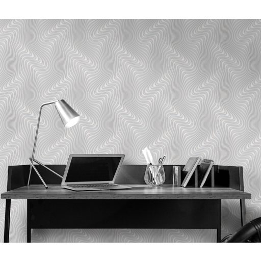 Erismann Fashion for Walls 2 by GMK 10146-43 Design Örvénylő hullámminta 3D világoskék ezüst fehérezüst fémes csillogó hatás tapéta