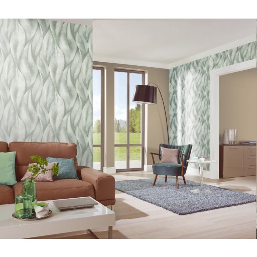 Erismann Fashion for Walls 2 by GMK 10148-07 Natur Design nagyformátumú stilizált levelek zöld fehér csillogó hatás tapéta