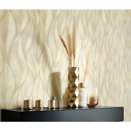 Erismann Fashion for Walls 2 by GMK 10148-14  Natur Design nagyformátumú stilizált levelek krém bézs bézsrany árnyalatok csillogó hatás tapéta
