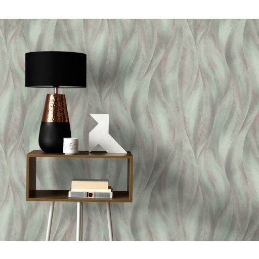 Erismann Fashion for Walls 2 by GMK 10148-18  Natur Design nagyformátumú stilizált levelek türkizzöld szürkéslila árnyalatok csillogó hatás tapéta