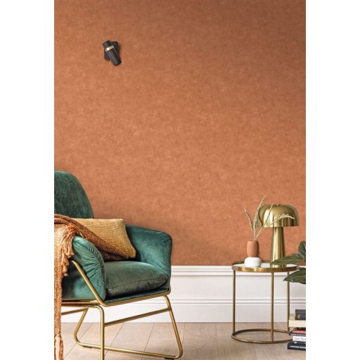 Betonhatású enyhén texturált minta gyönyörű effektek narancs/mahagóni tónus tapéta