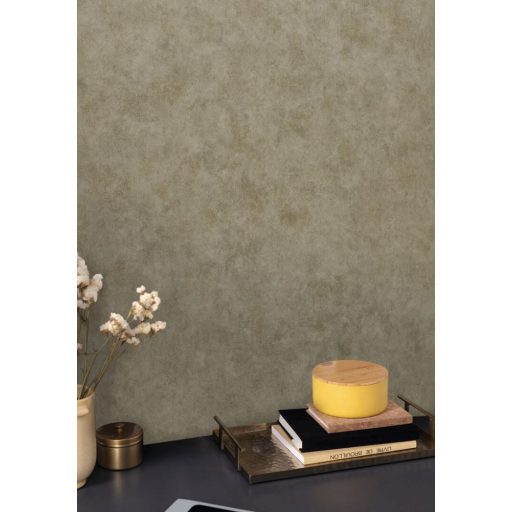 Betonhatású enyhén texturált minta fémes irizáló elemekkel olívzöld és gyöngyház tónus tapéta