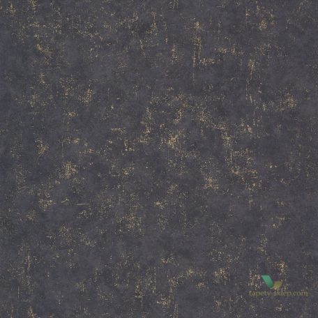 Betonhatású enyhén texturált minta fémes irizáló elemekkel antracit/fekete és arany tónus tapéta