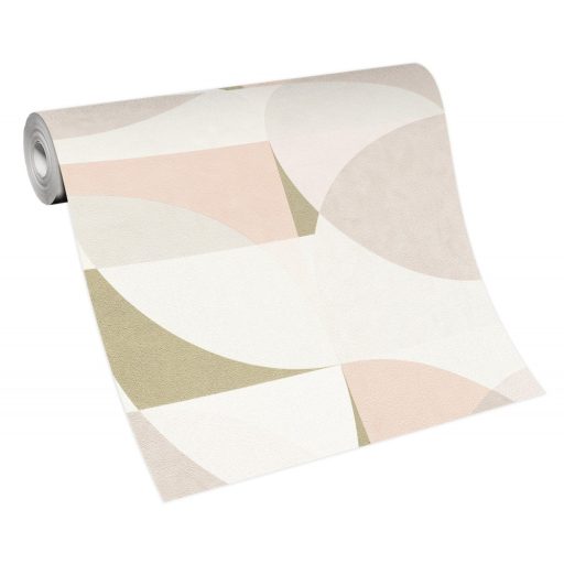 Erismann ELLE Decoration 10150-05 Geometrikus Grafikus nagyformátumú körminta fehér rózsaszín arany tapéta