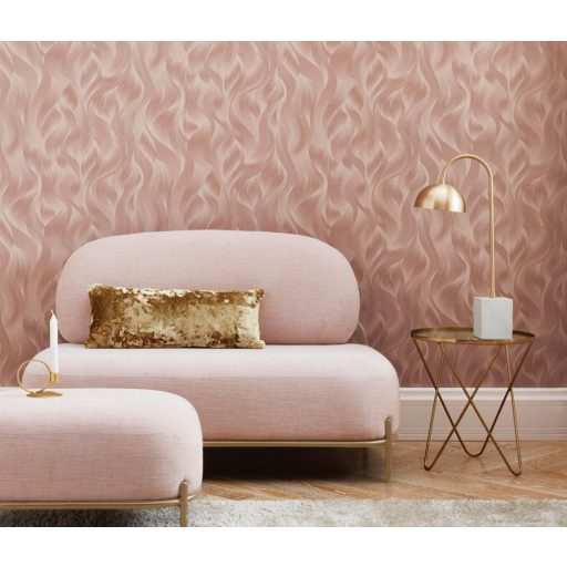 Erismann ELLE Decoration 10151-05 Grafikus Stilizált levelek hullámokba rejtve rózsaszín bézs/barna arany csillogó mintarészletek tapéta