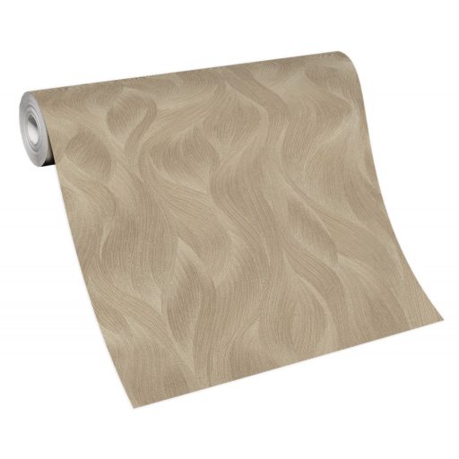 Erismann ELLE Decoration 10151-30 Grafikus Stilizált levelek hullámokba rejtve bézs barna arany csillogó mintarészletek tapéta