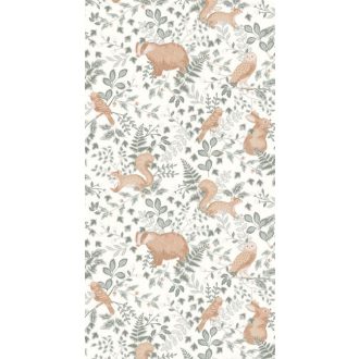   Skandináv stílusú erdei megjelenítés fehér szürkészöld barna tapéta