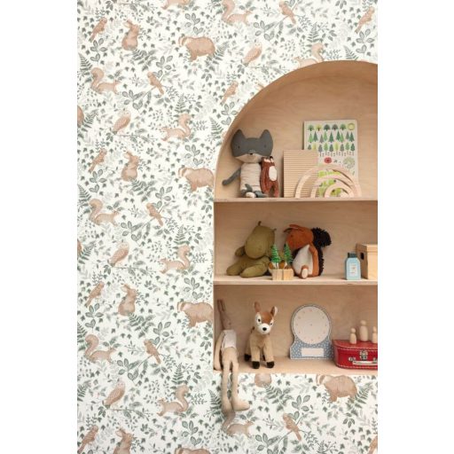 Skandináv stílusú erdei megjelenítés fehér szürkészöld barna tapéta