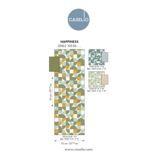 Vidám geometriai minta hangulatos tónusban retro érzettel krémfehér vízzöld bézs és barack tónus tapéta