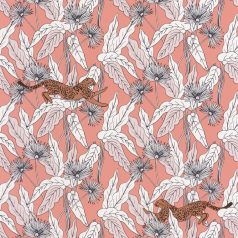   Caselio The Place to Be(d) 101774001 FANTASY WORLD Natur Organikus minta leopárdokkal barack fehér fekete aranybarna/rézszín tapéta