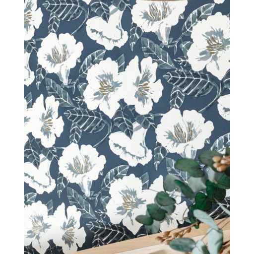 Caselio The Place to Be(d) 101796166 DING DING DONG Natur virágálom kék fehér szürke arany tapéta