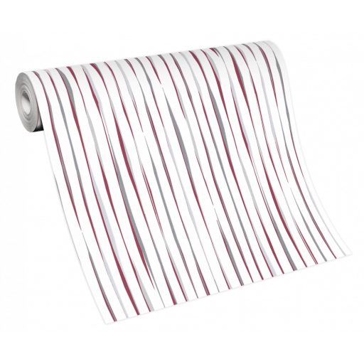 Erismann Walls we love 2/Flora 10186-22 Csíkos enyhén hullámos mintavezetés fehér bordópiros szürke tapéta