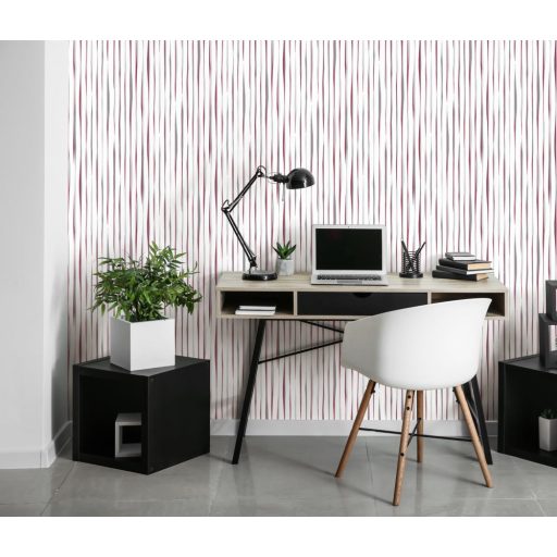 Erismann Walls we love 2/Flora 10186-22 Csíkos enyhén hullámos mintavezetés fehér bordópiros szürke tapéta