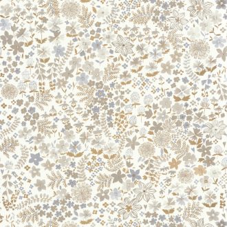   Caselio Flower Power 101861027 JUNE Csodás virágdekor hónapról hónapra Június elbűvölő angol kert krémfehér bézs szürke arany tapéta