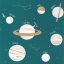 Caselio Our Planet 101906011 UNIVERSE Gyerekszobai Világegyetem"kicsiben" petrol bézs fehér tapéta