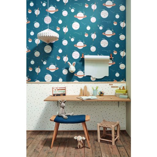 Caselio Our Planet 101906906 UNIVERSE Gyerekszobai Világegyetem"kicsiben" kék bézs szürke fehér tapéta