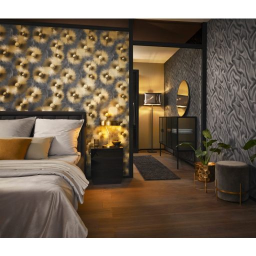 Erismann ELLE Decoration 2, 10191-15 Grafikus lélegzetelállító dekoratív design fekete arany ezüst fényes mintafelület tapéta