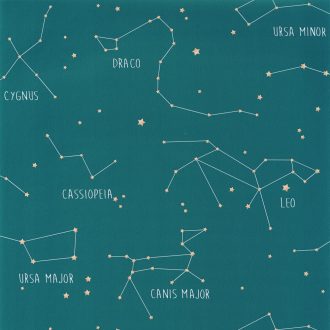   Caselio Our Planet 101916003 CONSTELLATIONS Gyerekszobai Csillagképek petrol sárga fehér tapéta
