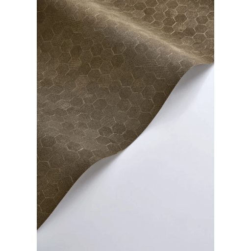 Méhsejtek geometriai tökéletessége - szabályos hatszögek fémes irizáló mintája földes barna/szürkésbarna/faszénfekete tónus tapéta