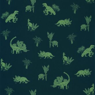   Caselio Our Planet 101936900 JURASSIC WORLD Gyerekszobai Dinoszauruszok világa éjkék khakizöld tapéta
