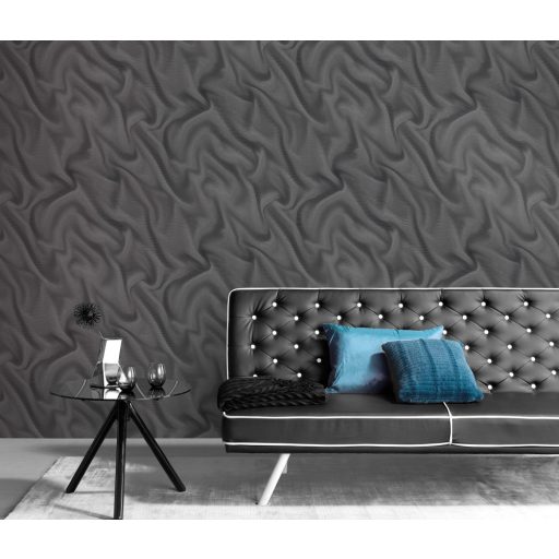Erismann ELLE Decoration 2, 10195-15 Grafikus Absztrakt expresszív 3D hullámminta szürke fekete ezüst fényes mintarajzolat tapéta