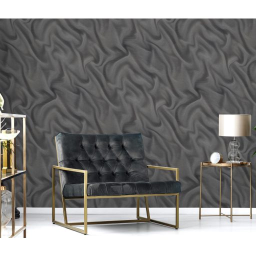 Erismann ELLE Decoration 2, 10195-15 Grafikus Absztrakt expresszív 3D hullámminta szürke fekete ezüst fényes mintarajzolat tapéta