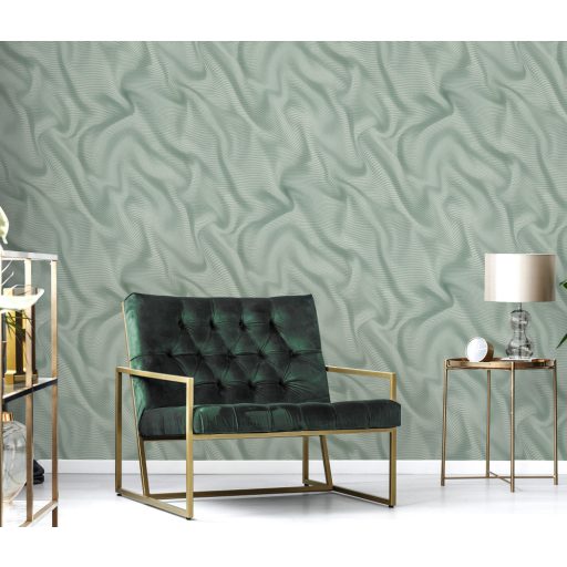 Erismann ELLE Decoration 2, 10195-18 Grafikus Absztrakt expresszív 3D hullámminta bézs türkiz ezüst fényes mintarajzolat tapéta