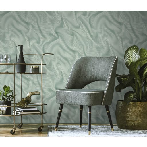 Erismann ELLE Decoration 2, 10195-18 Grafikus Absztrakt expresszív 3D hullámminta bézs türkiz ezüst fényes mintarajzolat tapéta