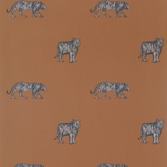   Caselio Our Planet 101962929 EYE OF THE TIGER Gyerekszobai Tigrisek teveszőrbarna szürke rosé tapéta