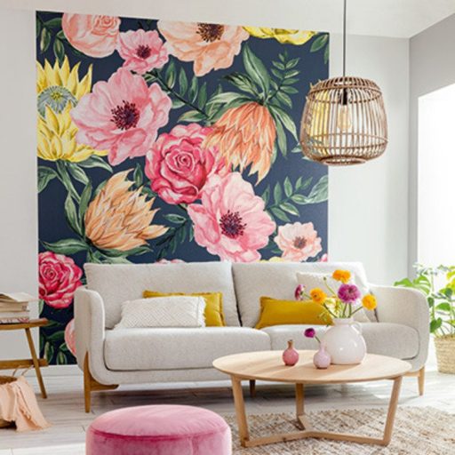 Caselio Flower Power 102026043 BLOSSOM Költői virág panoráma sötétkék szines falpanel