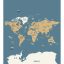 Caselio Our Planet 102032066  WORLD MAP Világtérkép felfedezőknek ikonikus állatokkal kék sárga fehér szürke fekete digitális falpanel